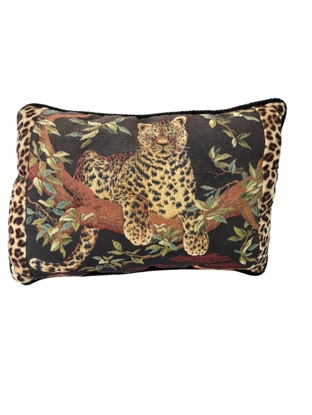 Vintage Ashford Court Leopard Tapestry Pillow Safari Jungle Cat 22x15